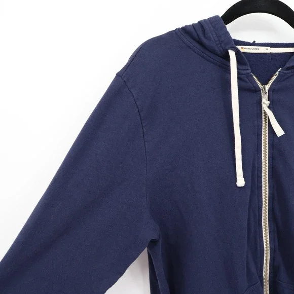 Marine Layer Afternoon Hoodie Mens M Navy Full Zip Classic Staple Casual Weekend - Picture 6 of 16